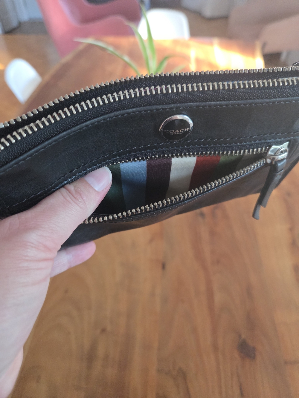 Coach Black Wrislet With Legacy Striped Lining